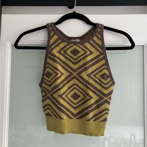 Ecote Green and Brown Crop Tank Top
